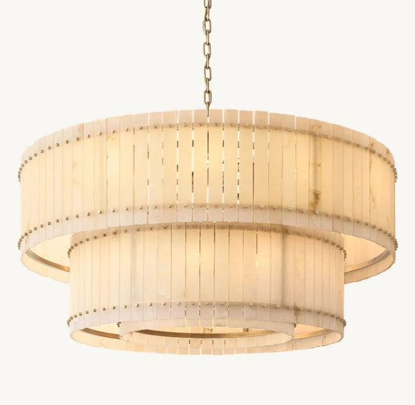 Amelia Alabaster Round Tiered Chandelier